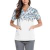 Women's Cute Printed Work Clothes V-neck Double Layer Pockets Basic Short Sleeve Top Pullover Valentines