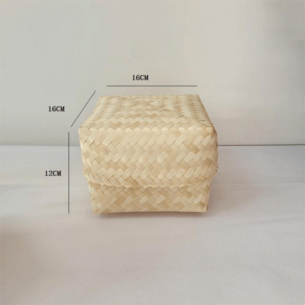 Reusable Bamboo Woven Gift Box Handmade Wedding Cookies Candy Box Bamboo Teas Tin  Party Decoration