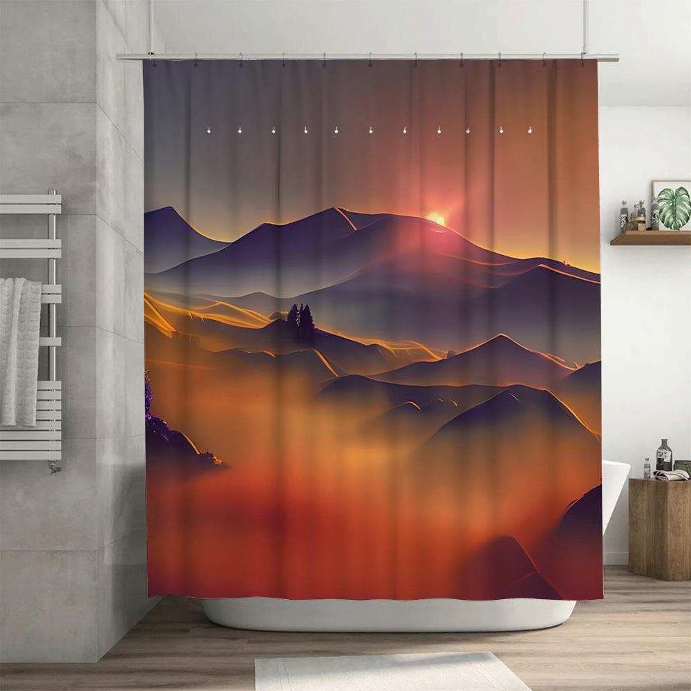 Floral Pattern Bath Curtains Shower Curtain Fabric Waterproof Bathroom Decoration Window Coverings
