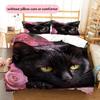 Bombay Cat and Rose Pattern Bedding Home Decoration Birthday Gift (1 * duvet cover + 2 * pillowcase, without core)