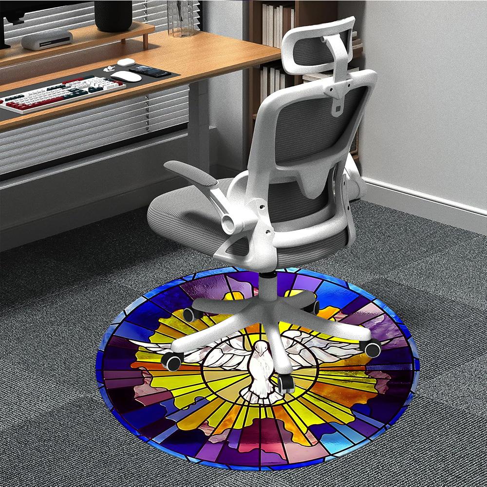 

1pc Stained Glass Dove Carpet for Office, Non-slip, Soft and Durable Office Rug, Perfect for Office yy260128031 80cm by 80cm