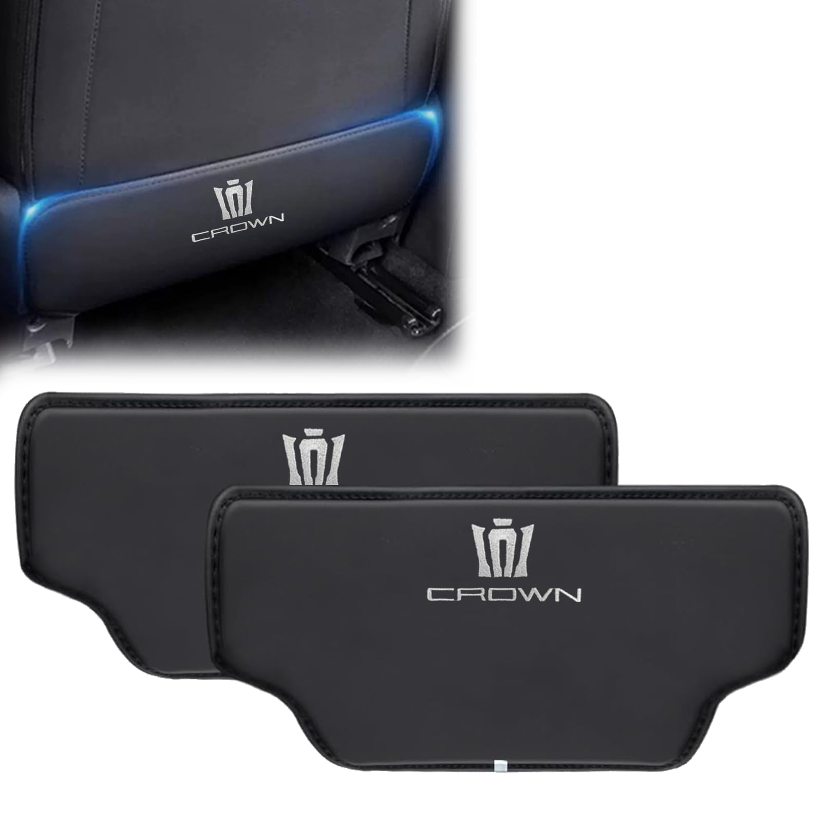 CarModule Kick Guards Designed Specifically for Toyota New Crown 210 Embroidered Back Seat Kick Rear Seat Stain Kick Scratch Interior Velcro Easy