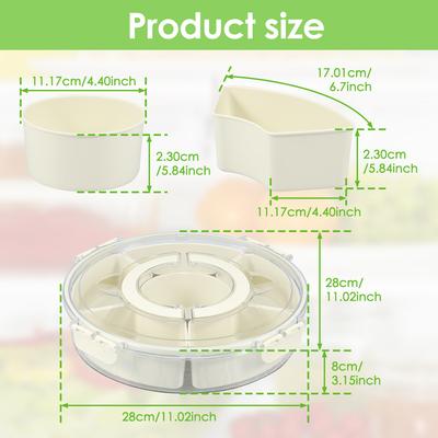 Divided Serving Tray Large-Capacity Snack Spinner with Lid and Handle Versatile Snackle Box Container Rotatable Snack Organizer