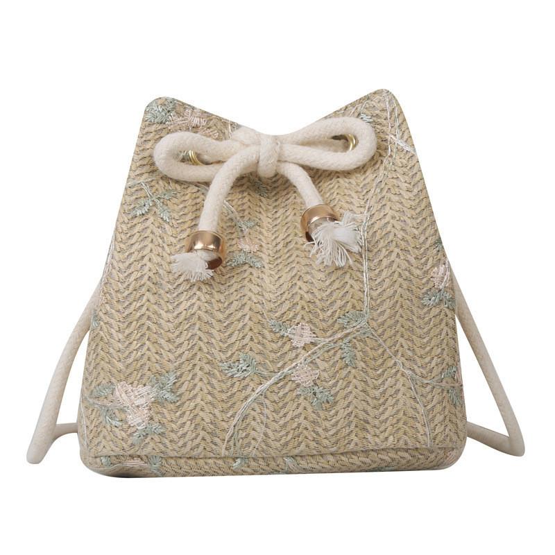 Fashionable Woven Crossbody Bag For Women 2023 New Beige Khaki Lace Bucket Handbag