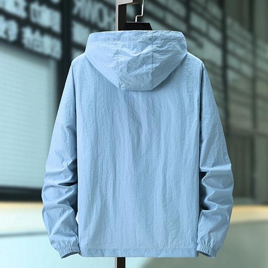 Summer Men's Solid Color Sun Protection Clothes Zipper Hoodie Fashion Sunscreen Clothes Large Casual Outerwear