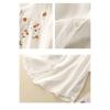 Literary Floral Embroidery Women O Neck Linen Long Shirts Loose Summer Blouses Sum Protection Casual