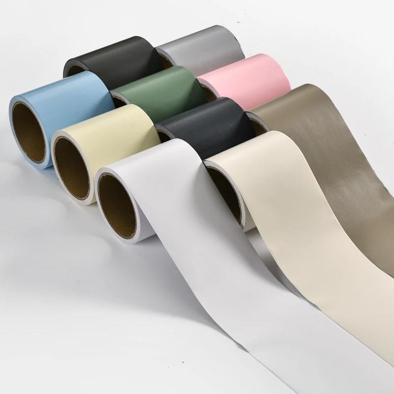 1Pc 5m/196.85inch PVC Vinyl Decals Self-adhesive Wall Border Stickers Waist Line Wallpaper Skirting Line Baseboard