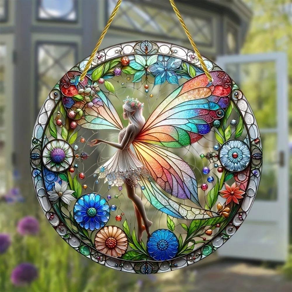 1Pc Acrylic Sun Catcher Forest Fairy Window Light Catcher Fairy Suncatcher Garden