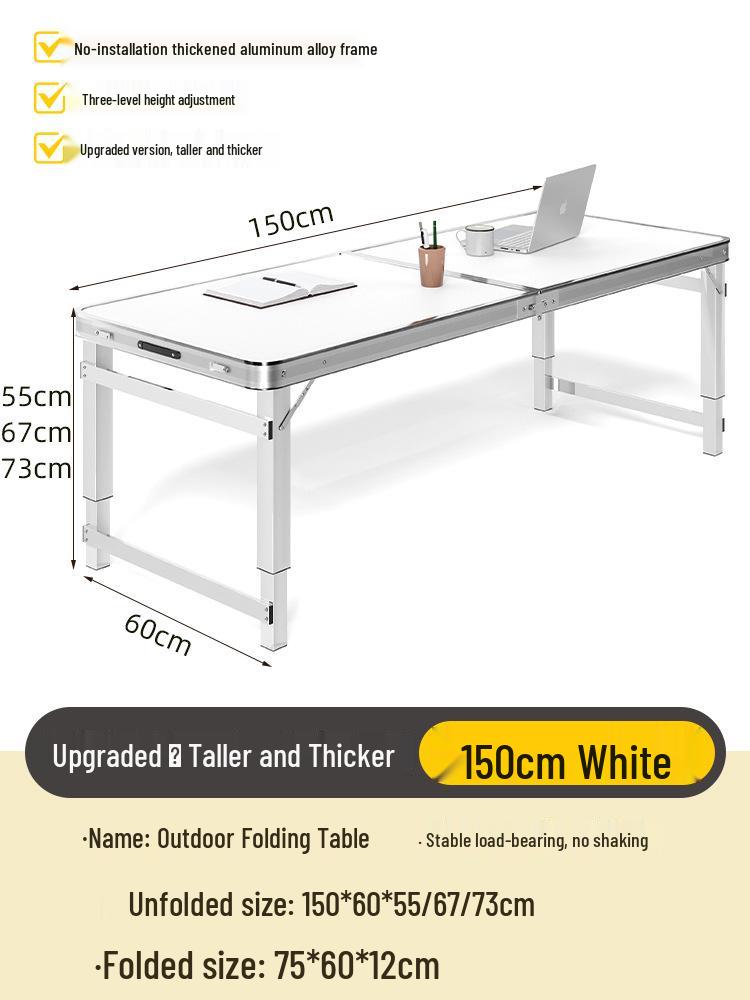 Adjustable Height Aluminum Folding Picnic Table & Chairs Set for Outdoor Camping & BBQ