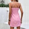 2026 Valentine's Day Pink Backless Bow Spaghetti Strap Dress for Women