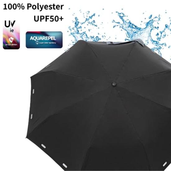 Umbrelă Această umbrelă ușoară de călătorie dispune de o tijă puternică din oțel și 8 spițe din aluminiu construcție din fibră de sticlă pentru flexibilitate sporită în Aspectele