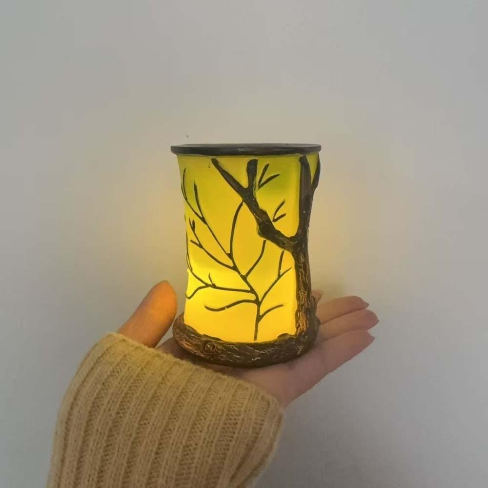 Glowing Night Light Forest Tree Silhouette Desk Lamp Candle Holder Table Lamp Halloween