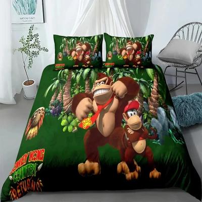Affe Cartoon Donkey Kong Bettbezug Set King Queen Double Full Twin Einzelgröße Bettwäsche Set Bezug mit Kissenbezug Kundenspezifisch