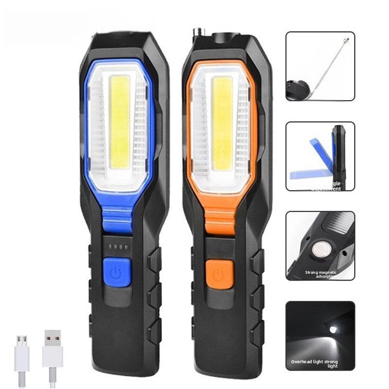 6302 Super Bright LED Work Light, USB Rechargeable Magnetic Flashlight with Hook Anti-Drop for Auto Repair Emergency