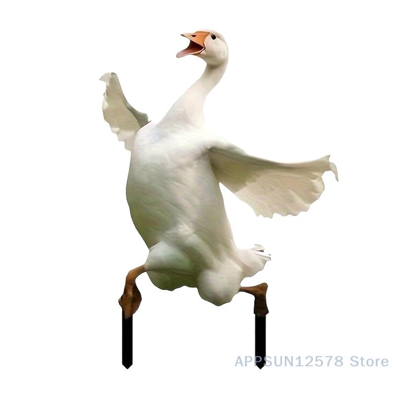 30*45cm Gans Acryl Gartenstecker Niedliche Gans Statue Gartendekorationen Rasen Topfpflanzendekoration Blumentopf Verzierung