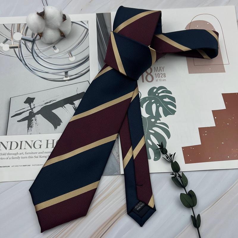 8 cm Stripete Slips Herre Formell Business Brudgom Bryllup Burgunder Kontrasterende Blå og Hvite Striper Herre- og Dame Håndknyttede Skjorter og Slips