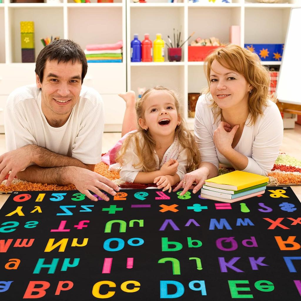WATINC 151Pcs Alphabets Letters Numbers Felt Board Story Preschool Set Colorful ABC Letter Upper Lower Case Math Symbols Large Wall Storyboard Early