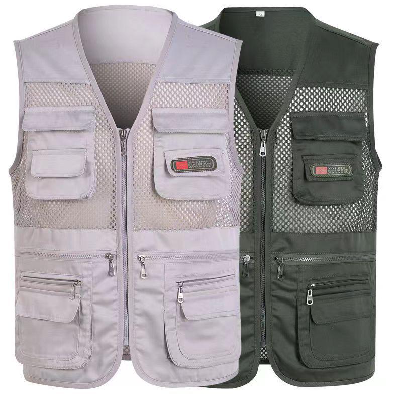Men's Multi-Pocket Tactical Vest for Fishing and Photography - Mesh Design for Spring, Summer, and Autumn