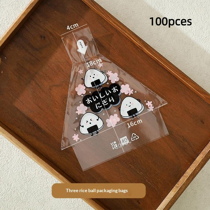 100Pcs Sushi Bags Lovely Japenese Triangle Rice Ball Disposable Packaging Bag Sushi Making Mold Bento Accessories