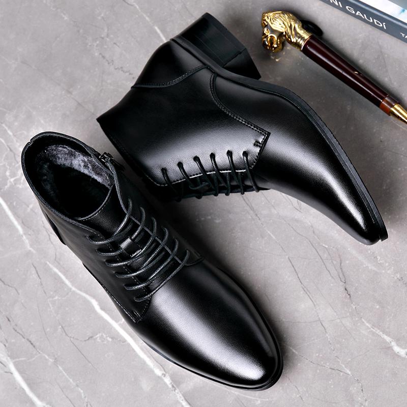 Hot Sale Mens Genuine Leather High Top Casual Shoes Soft Sole Lace-up Ankle Boots Leisure Walk Male Business Botas Chelsea Boots