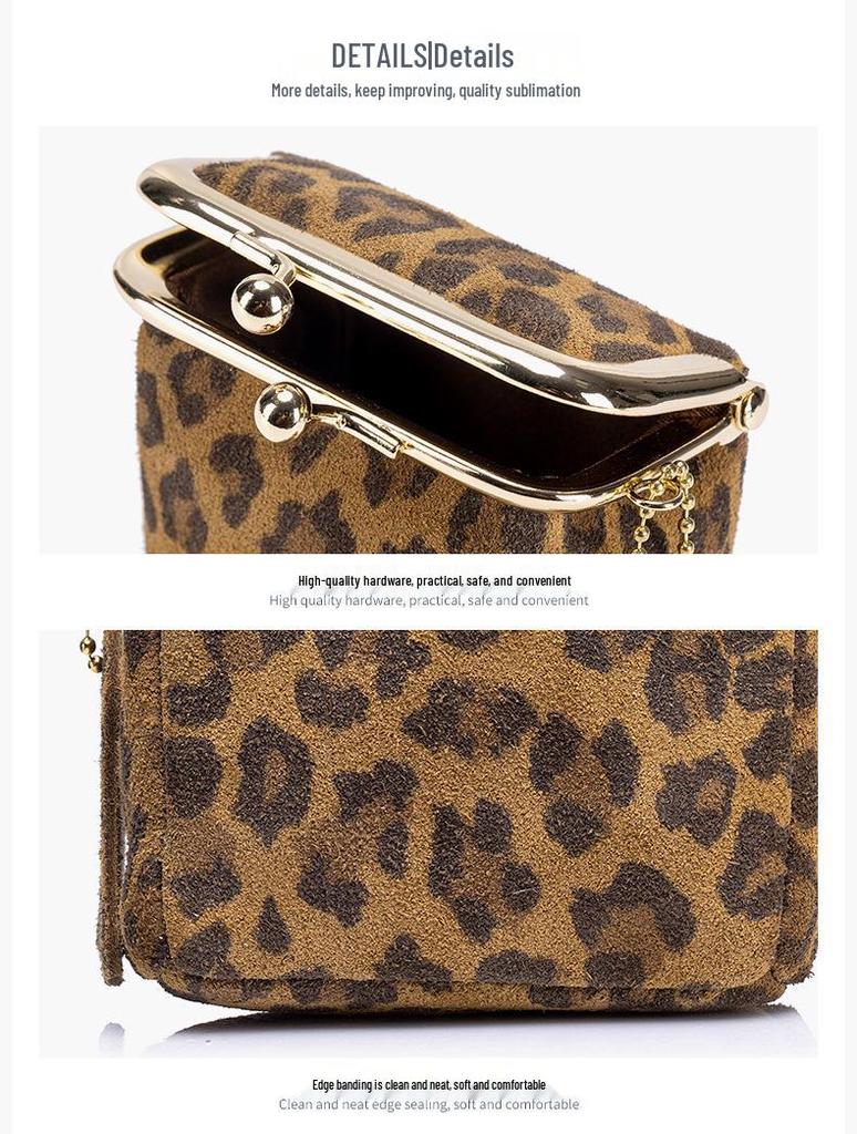 Genuine Leather Mini Leopard Print Coin Purse – Multi-functional Storage Bag for Women