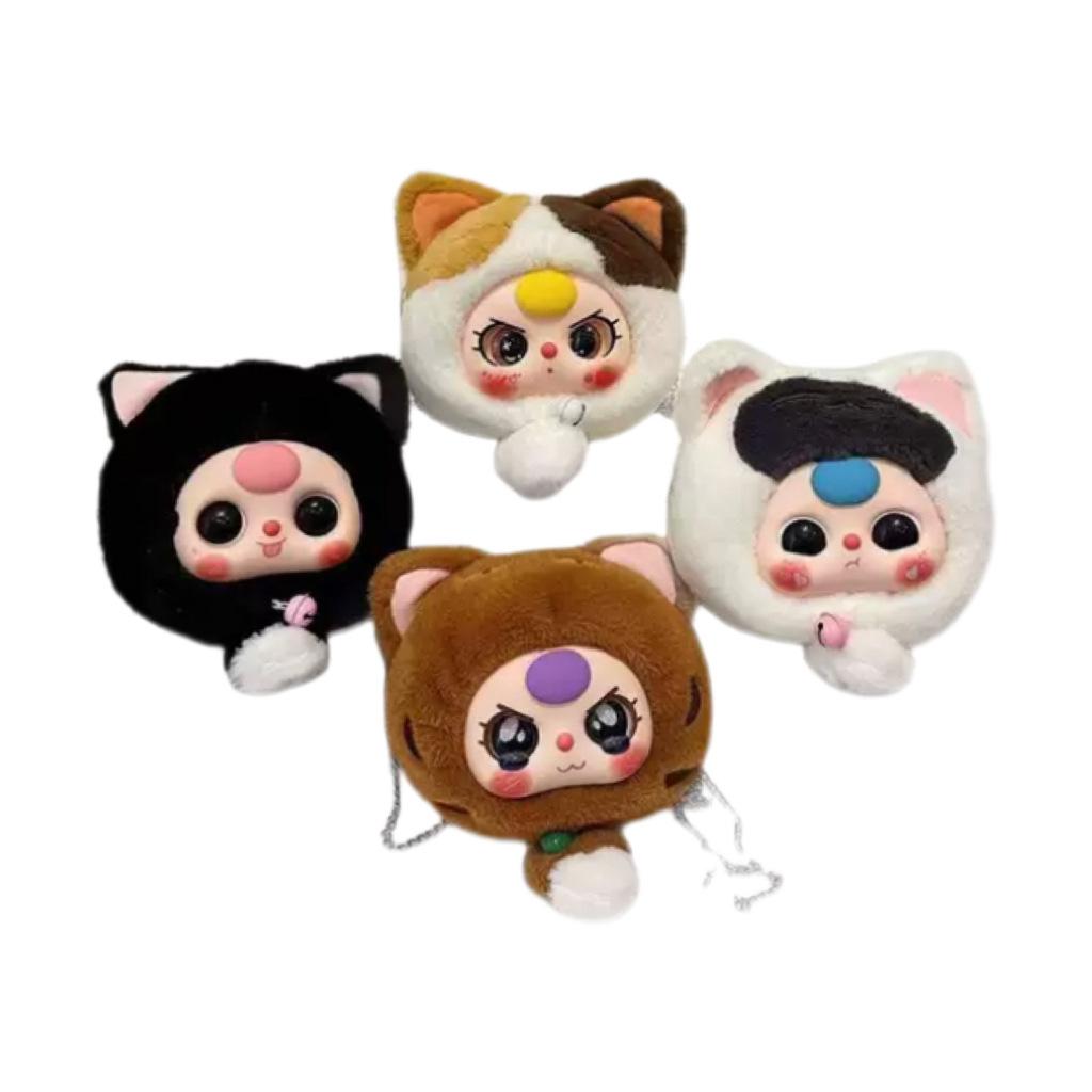 Three Cat Baby Themed Plush Shoulder Bag Outdoor Crossbody Bag Cute Handbag