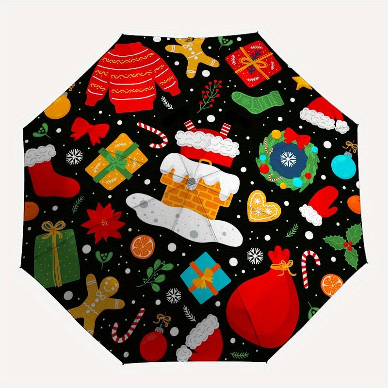 Weihnachts-Feiertags-Schirm, Tragbarer 3-fach Kompakter Schirm, Weihnachtsgeschenk ES422