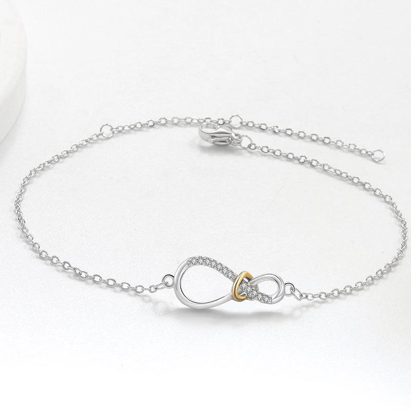 Vintage Infinity Figure 8 Buckle Necklace Bracelet Ring Set Minimalist Fashion Jewelry Gift For Women