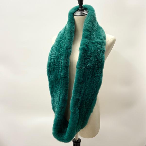 Women Long Ring Scarf Real Rex Rabbit Fur Knitted Neck Warmer Winter Stylish Warm Ring Scarves