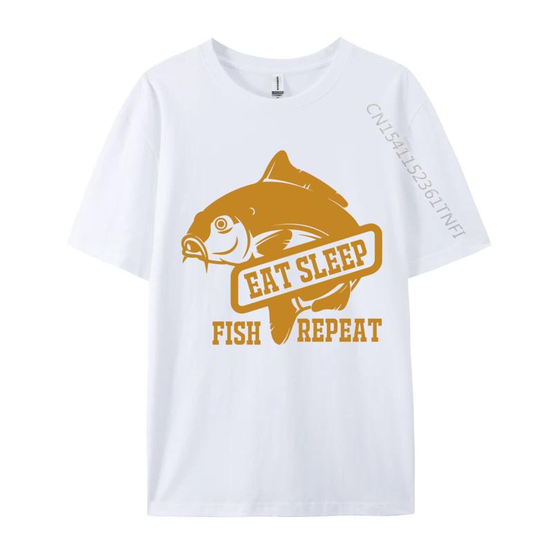 

Eat Sleep Fish Repeat T Shirt 2024 New Round Neck Group Short Sleeve Mens T Shirts Geek TeeShirt Teeshirt S