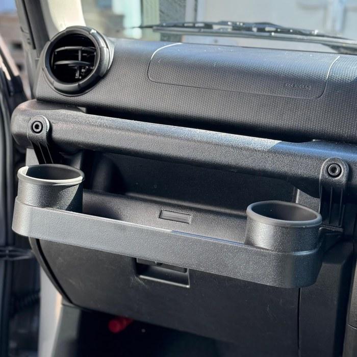 Nakira Jimny JB64 Drink Holder Tray, Passenger Table, Smartphone Stand, Sierra JB74, Nomad JC74, Black