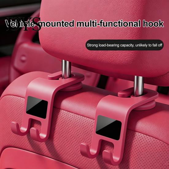 Car Seat Hook 2Pcs Headrest Heavy Duty Hooks Double Back Vehicle Storage Organizer for Fits Most Cars Bags Coats Accessory
