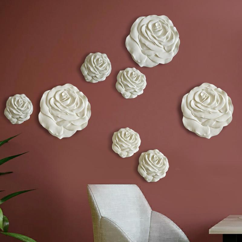 Nordic Three-dimensional Flower Wall Decoration Living Room Background Wall Resin Gilded Flower Wall Hanging Interior Decoration