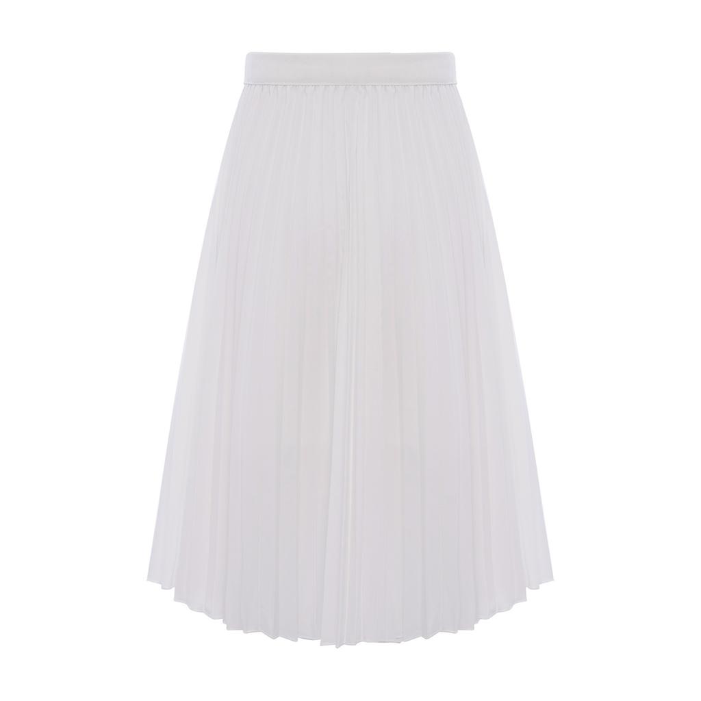 Girls High Waist Elastic Waistband Solid Color Pleated Skirt with Lining Flowy Holiday Birthday Skirt