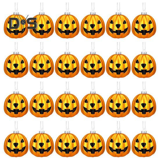 

24 шт. подвесной шар в виде тыквы, Хэллоуин, светильник Джека, подвесное украшение, небьющийся праздничный декоративный шар для рождественской елки, домашний декор для вечеринки темно-оранжевого