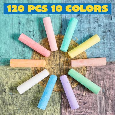 JOYFY 120 PCS Sidewalk Chalks for Kids Giant Box Non-toxic Jumbo Colored Washable Sidewalk Chalk for Toddlers In 10 Colors
