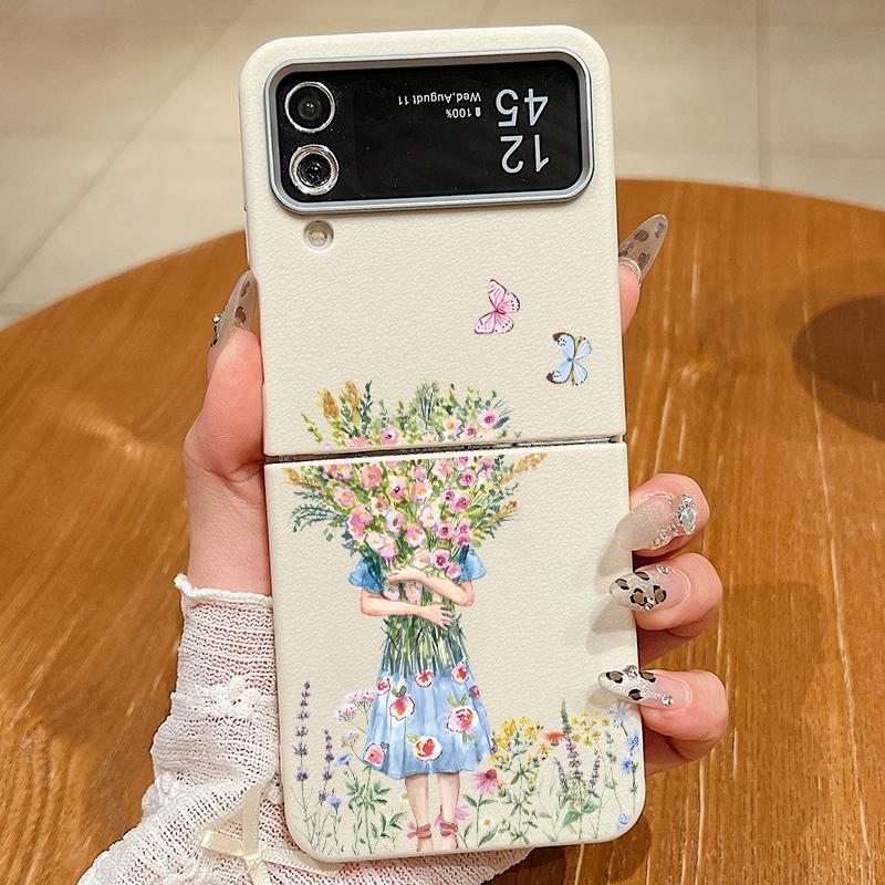 Чехол с принтом  Девочка с цветами  для Samsung Galaxy Z Flip6 Flip5 Flip4 Чехол Магнитный Для Magsafe Складная Крышка Для Samsung Z Flip 6 5 4 3 For Samsung Galaxy Z Flip 5