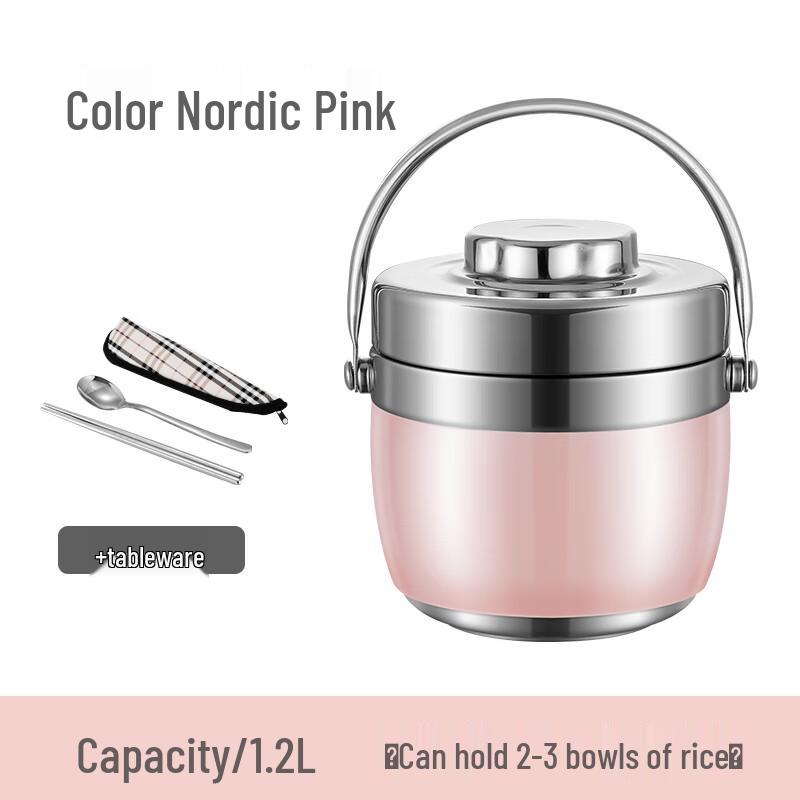 Portable Double-Layer 304 Stainless Steel Thermal Lunch Box