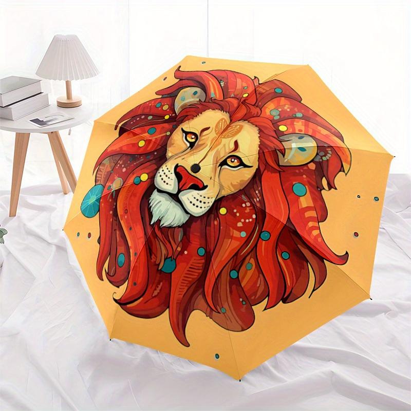 1pc Lion King Automatic Open/Close Umbrella, Portable Folding Umbrella for Travel, Themed Events, It is suitable as a gift for various festivals, Outd