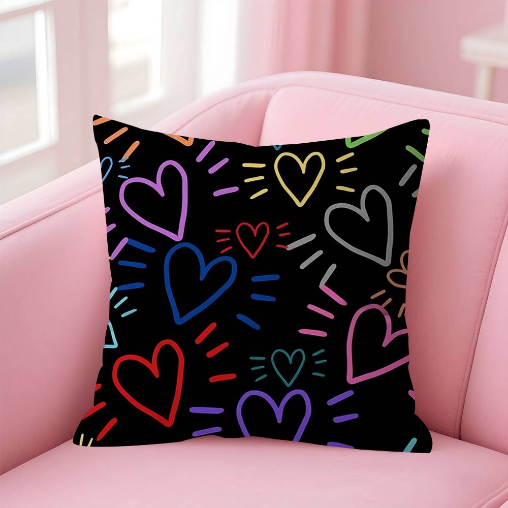 Love Heart Pattern Cushion Cover Car Throw Pillow Case For Sofa Car Christmas Gift 40x40cm 45x45cm