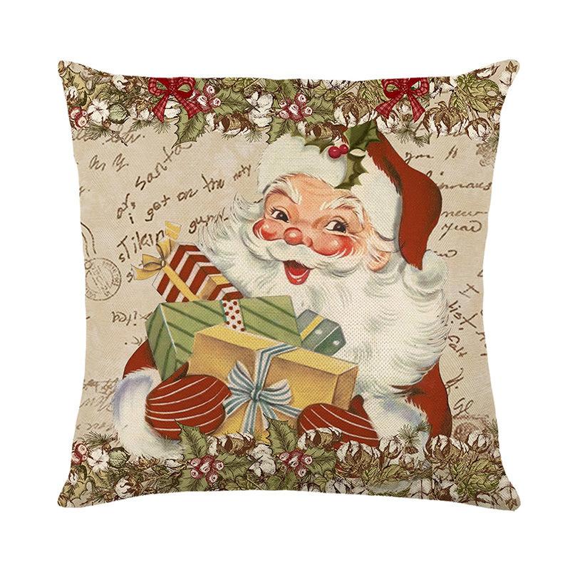 1pc Christmas Cushion Cover Wreath Santa Claus Washable Cover 2025 New for Home Ornament Xmas New Year Christmas Decoration