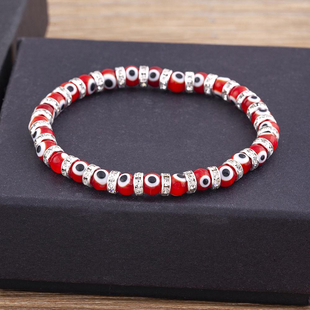 Hot Sale 8 Colors Fashion Design Evil Eye Bead Bracelet Men Women 6MM Classic Mini Macrame Crystal Charm Adjustable Jewelry Gift