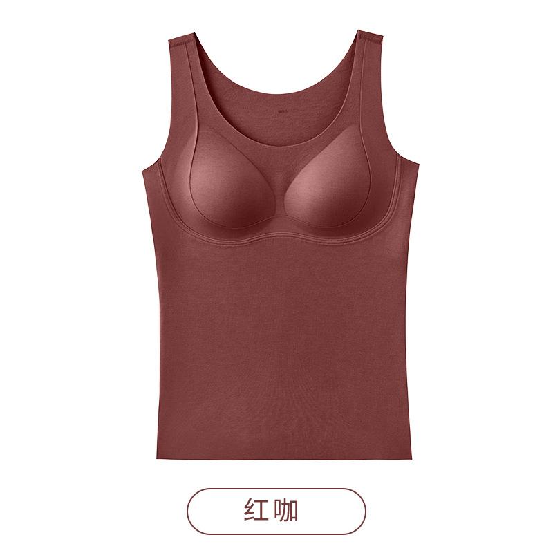 Large size wool German velvet thermal underwear women's velvet thickened heating belt chest pad integrated backing non-marking vest autumn and winter
