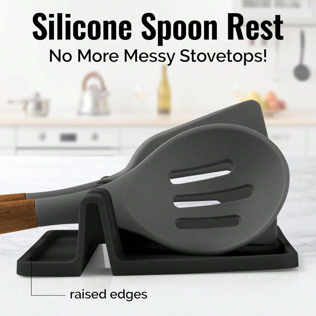 1/2Pcs Silicone Utensil Rack Kitchen Tableware Drying Rest Holders Fork Spatula Spoon Shelf Organizer Non-Slip Pad Storage Tool