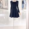 Shatin Satin Back-Slit Ribbon-Point Dress