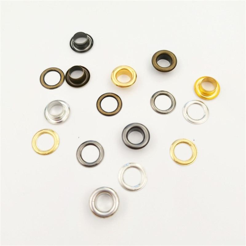 200Pcs 6mm Metal Eyelet with Tool 4 Color Eyelet Grommets Tarpaulin Eyelet with Grommet Setting Tool for Leather Craft