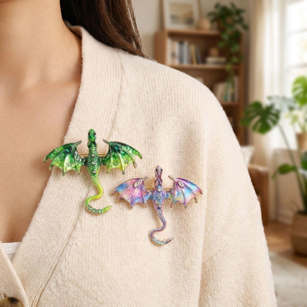 Fantasy Dragon Crystal Wing Dragon Pin Zinc Zinc Zinc Alloy Animal Dragon Brooch Holiday Party