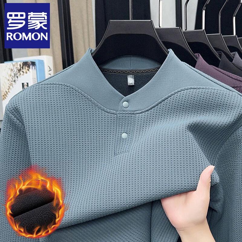 Luomeng Men s Plush Lined Henley Long-Sleeve T-Shirt 170/50/L