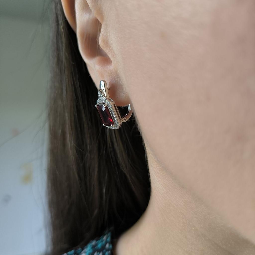 Boucles d'oreilles en argent avec grenat nano artificiel, oxydes de zirconium (60002310)