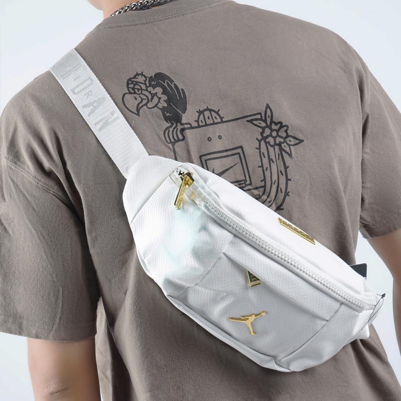 Jordan Sports Trend Mesh Design Snake Pattern High-Quality Basic Crossbody Waist Bag Unisex bags White JD2133015GS-002